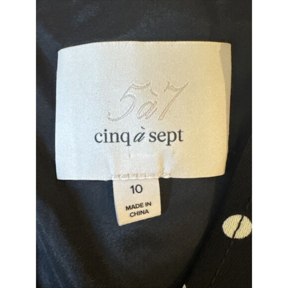 Cinq A Sept Catriona Size 10 Black White Polka Dot Pleated Hem Dress $396 - Picture 7 of 13